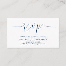 の書結婚道、ネイビーブルースクリプト、ディナーRSVP エンクロージャーカード