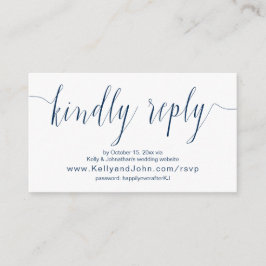 の書結婚道、ネイビーブルー、オンラインディナーRSVP エンクロージャーカード