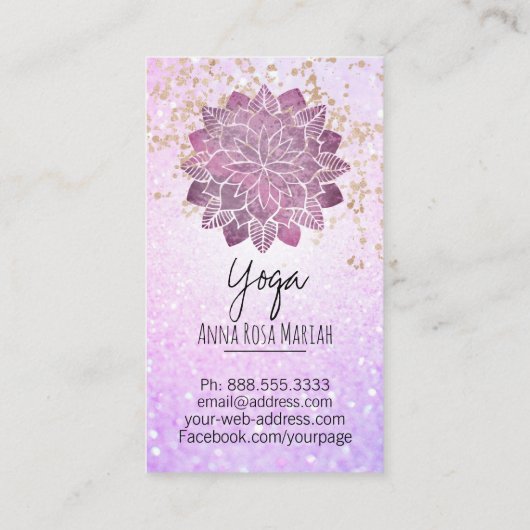 *~*の曼荼羅の金ゴールドのグリッターのスピリチュアルのヨガ 名刺 (裏面)