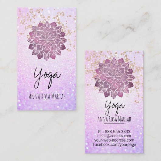 *~*の曼荼羅の金ゴールドのグリッターのスピリチュアルのヨガ 名刺 (正面/裏面)