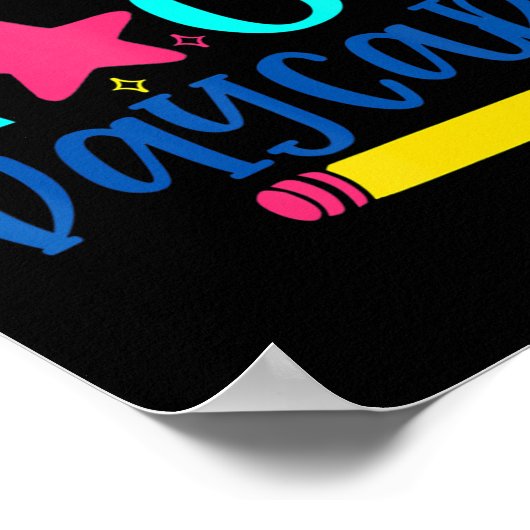 ～の最初の日にロックデイケア新学期の準備ができている ポスター (角)