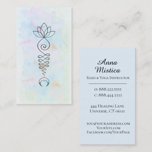 *~*の月のはすエネルギー治療師のヨガの霊気 名刺 (正面/裏面)