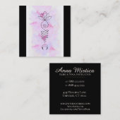 *~*の月のはすエネルギー治療師の霊気のマッサージのヨガ スクエア名刺 (正面/裏面)