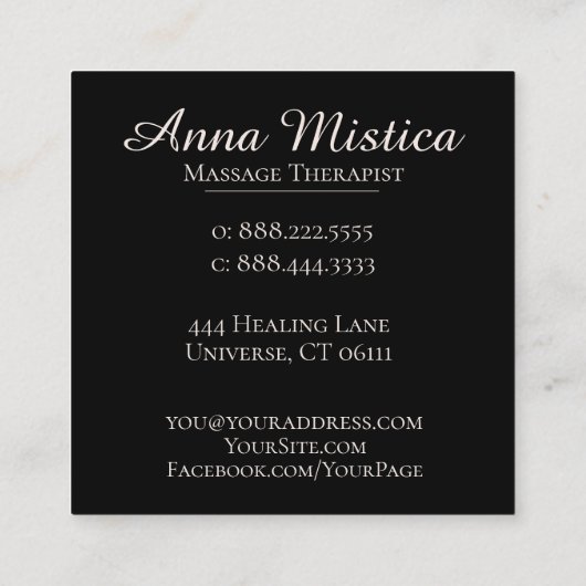 *~*の月のはすエネルギー霊気のマッサージセラピスト スクエア名刺 (裏面)