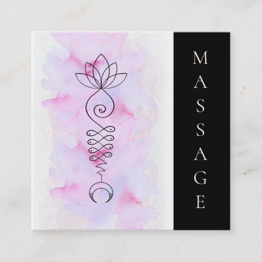*~*の月のはすエネルギー霊気のマッサージセラピスト スクエア名刺 (正面)