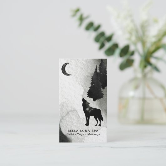 *~*の月の宇宙月の遠ぼえのオオカミの松の木 名刺 (スタンド正面)
