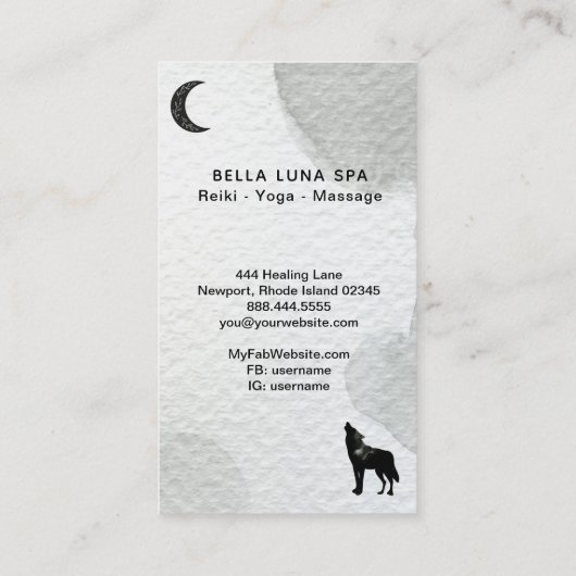 *~*の月の宇宙月の遠ぼえのオオカミの松の木 名刺 (裏面)