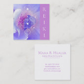 *~*の月の宇宙青のバラの神聖な幾何学 スクエア名刺 (正面/裏面)