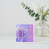 *~*の月の宇宙青のバラの神聖な幾何学 スクエア名刺 (スタンド正面)