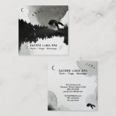 *~*の月の松の木を跳躍させている宇宙月のキツネ スクエア名刺 (正面/裏面)