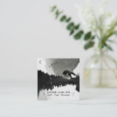 *~*の月の松の木を跳躍させている宇宙月のキツネ スクエア名刺 (スタンド正面)