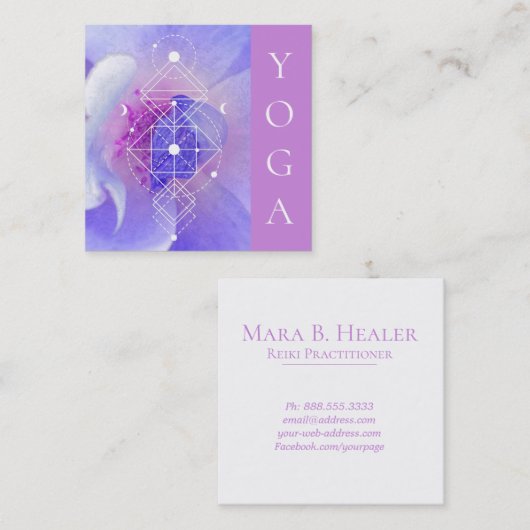 *~*の月のClosmicの青のバラの神聖な幾何学 スクエア名刺 (正面/裏面)