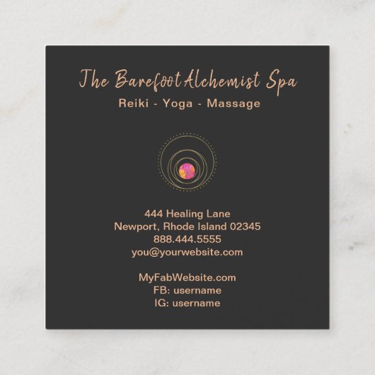 *~*の月幾何学的なBohoの金ゴールドの神聖な幾何学 スクエア名刺 (裏面)