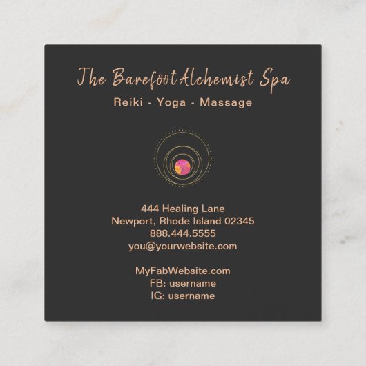 *~*の月神聖な幾何学の金ゴールド幾何学的なBoho スクエア名刺 (裏面)