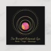 *~*の月神聖な幾何学の金ゴールド幾何学的なBoho スクエア名刺 (正面)