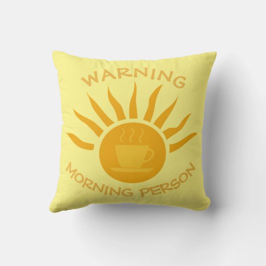 の朝の人警告のコーヒーサンレイイエロー クッション (裏面)
