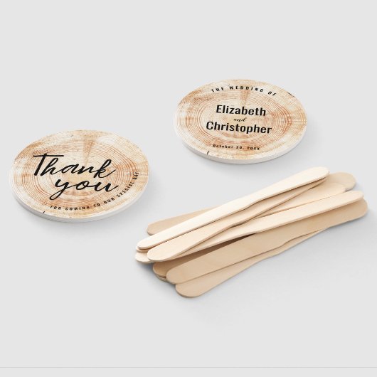 の木のディスクカット来ありが素朴結婚と ハンドファン (組立なし)