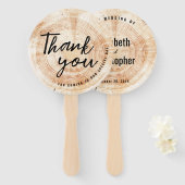 の木のディスクカット来ありが素朴結婚と ハンドファン (正面&裏面)