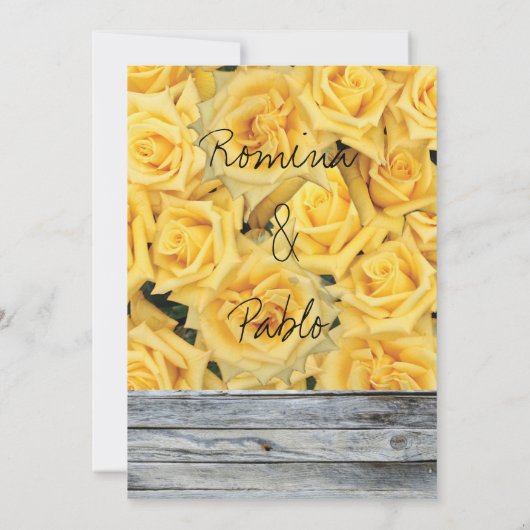 〜の木の背景に黄色いバラがスペインの乗る 招待状 (裏面)