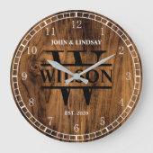 の木目テ結婚クスチャ（個人用設定） ラージ壁時計 (正面)