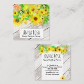 *~*の木製の素朴なヴィンテージのオレンジレモンヒマワリ スクエア名刺 (正面/裏面)