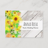 *~*の木製の素朴なヴィンテージのヒマワリのオレンジレモン 名刺 (正面)