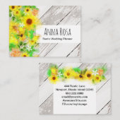 *~*の木製の素朴なヴィンテージのヒマワリのオレンジレモン 名刺 (正面/裏面)