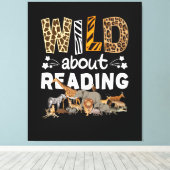 の本や本読虫の図書館に夢中だ キャンバスプリント (インサイチュ (ウッドフロア))