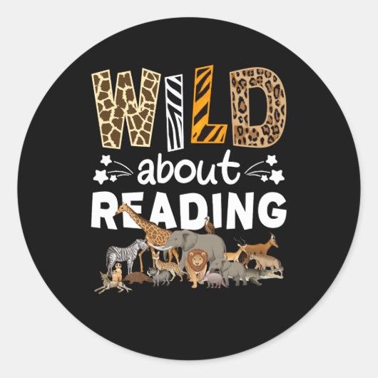 の本や本読虫の図書館に夢中だ ラウンドシール (正面)