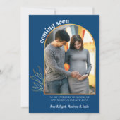 の来すぐに金ゴールドアーチ2フォトブルー妊娠 案内状 (正面)