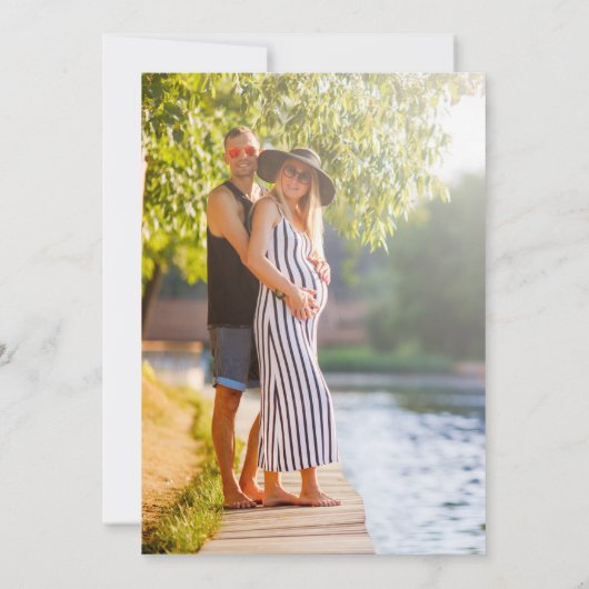 の来すぐに金ゴールドアーチ2写真グリーン妊娠 案内状 (裏面)