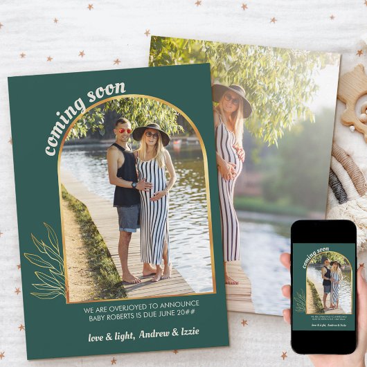 の来すぐに金ゴールドアーチ2写真グリーン妊娠 案内状