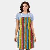 の来一緒のストライプパターン エプロン (着用した状態)