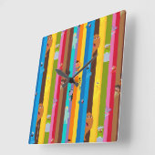 の来一緒のストライプパターン スクエア壁時計 (傾斜)