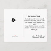 の来間もなくカスタムの写真妊娠の発表 インビテーションポストカード (裏面)