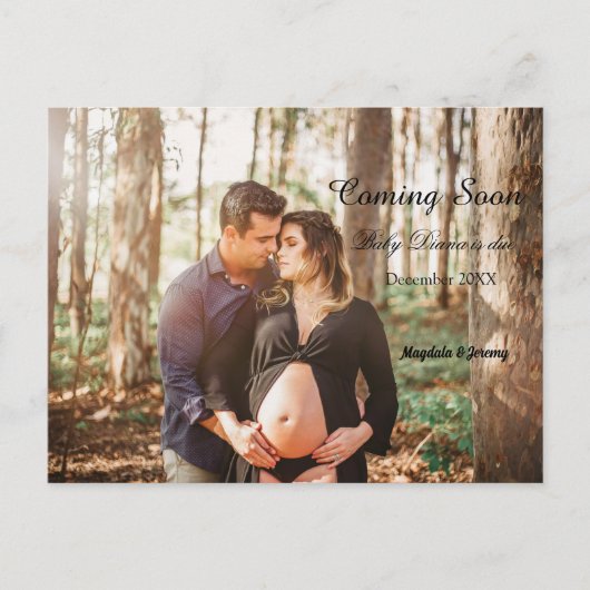 の来間もなくカスタムの写真妊娠の発表 インビテーションポストカード (正面)