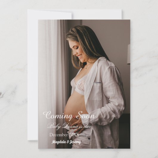 の来間もなくカスタムの写真妊娠の発表 招待状 (正面)