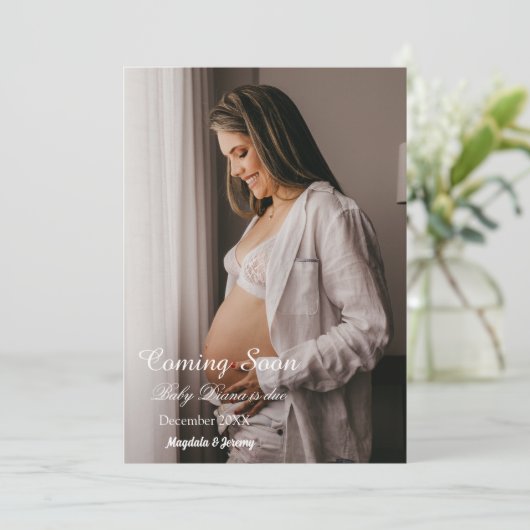 の来間もなくカスタムの写真妊娠の発表 招待状 (スタンド正面)