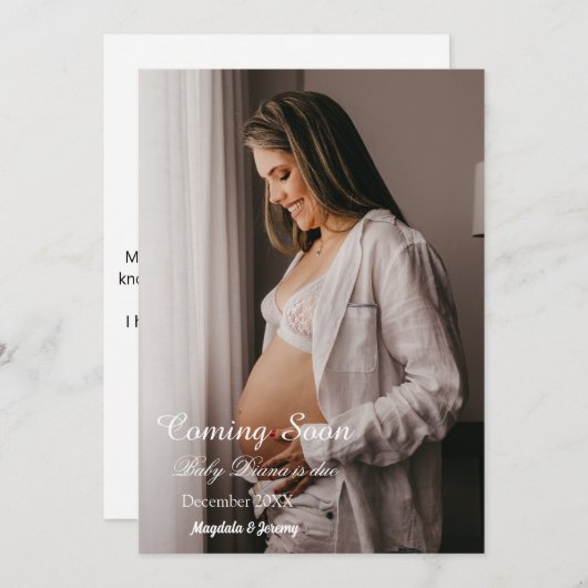 の来間もなくカスタムの写真妊娠の発表 招待状 (正面/裏面)