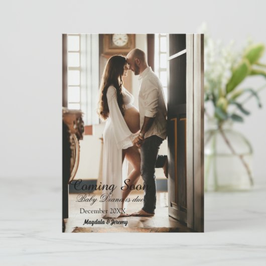 の来間もなくカスタムの写真妊娠の発表 招待状 (スタンド正面)