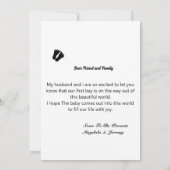 の来間もなくカスタムの写真妊娠の発表 招待状 (裏面)