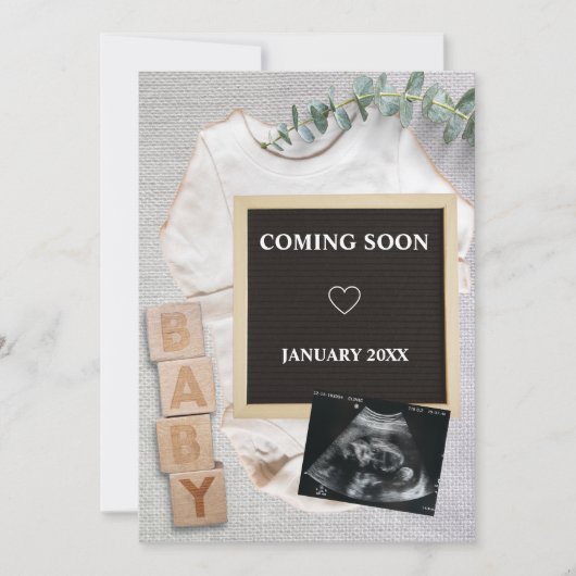 の来間もなくソノグラム写真妊娠の発表 招待状 (正面)
