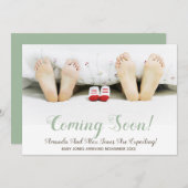 の来間もなくモダンの写真妊娠の発表 案内状 (正面/裏面)