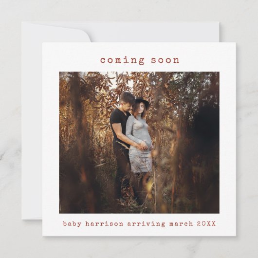 の来間もなく休暇の妊娠の告知カード シーズンカード (正面)