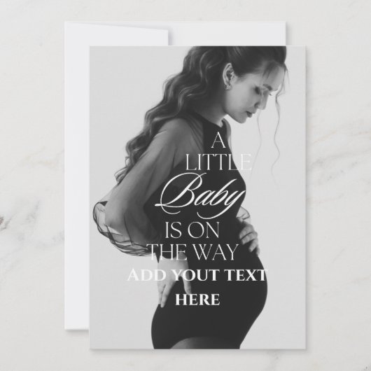 の来間もなく写真の妊娠告知はがき 招待状 (正面)