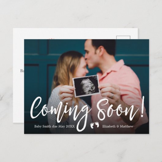 の来間もなく写真の妊娠告知はがき 案内ポストカード (正面/裏面)