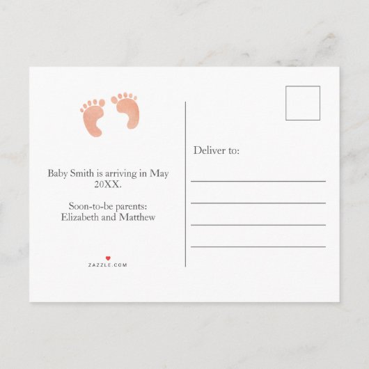 の来間もなく写真の妊娠告知はがき 案内ポストカード (裏面)