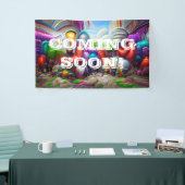 の来Soon Vinyl Banner 3' x 5'バナー 横断幕 (トレードショー)