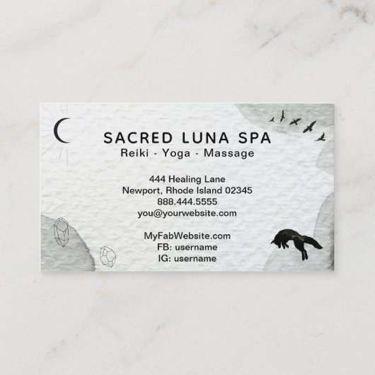 *~*の松の木を跳躍させている月の宇宙月のキツネ 名刺 (裏面)