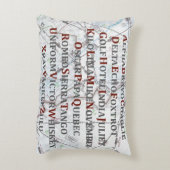 の枕赤いおよび灰色航空アルファベット アクセントクッション (裏面(縦))